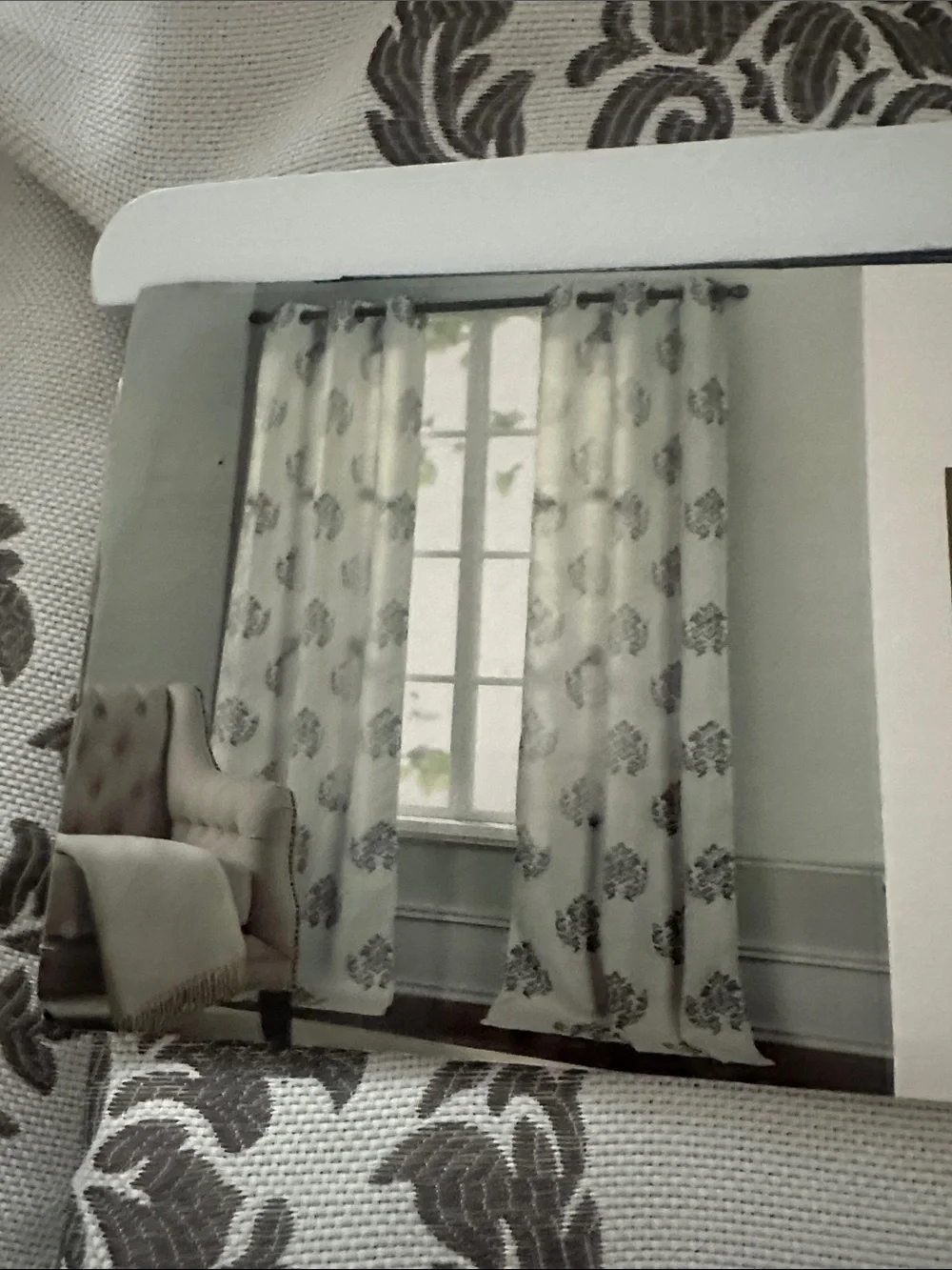 Duck River Textiles Luxurious De Luxe Gray Damask Grommet Curtains 2 Panel Set